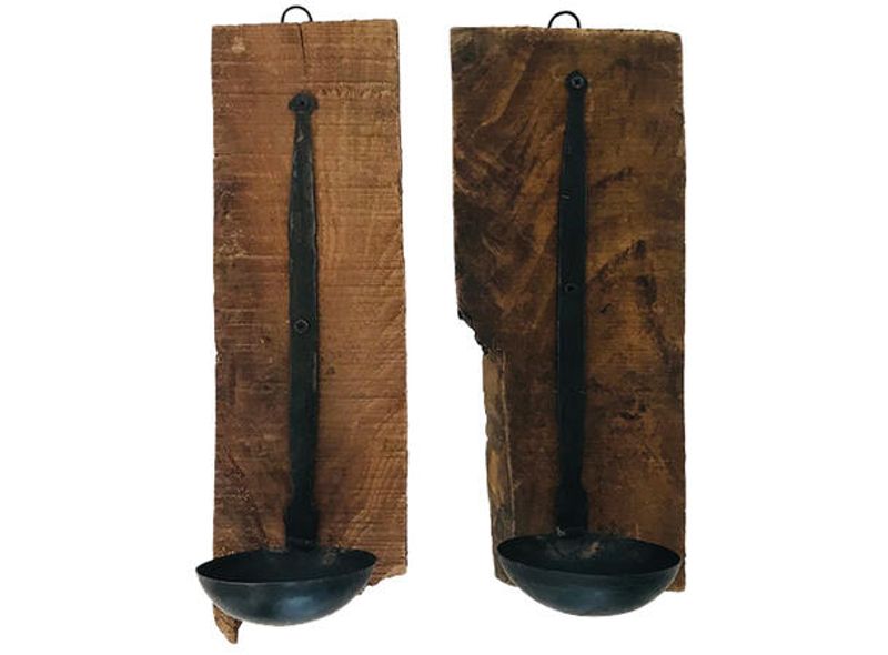 Lysestake vegg tre/metall 13x10x47cm