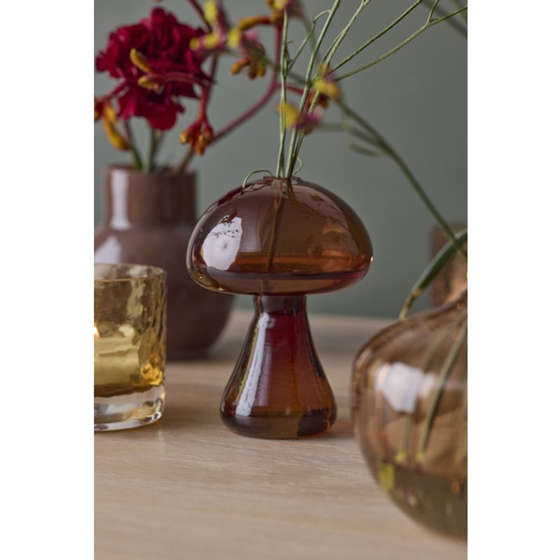 MUSHROOM Minivase 2ass D8 H11 cm amber/brown