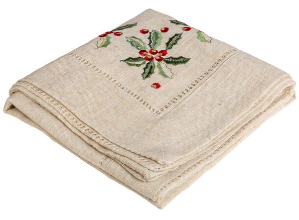 Hovedbilde Duk lin brodert m/kristorn 90x90cm