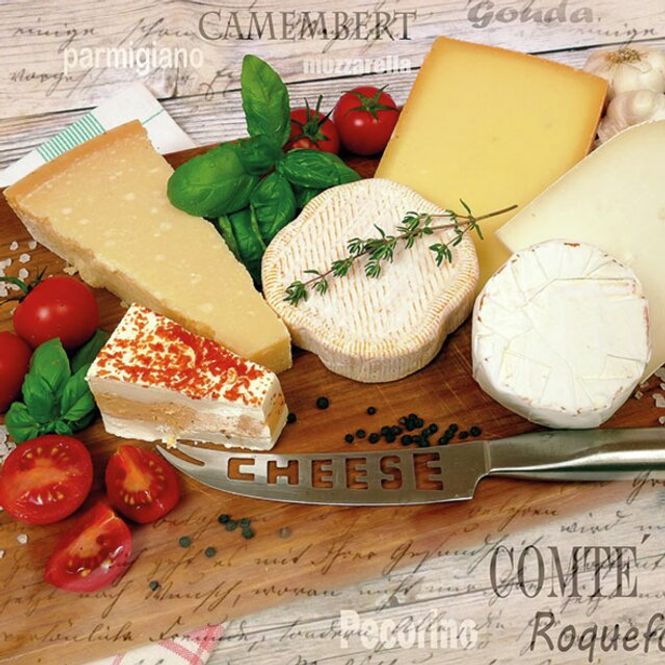 Hovedbilde Servietter Lunsj Palette of Cheeses