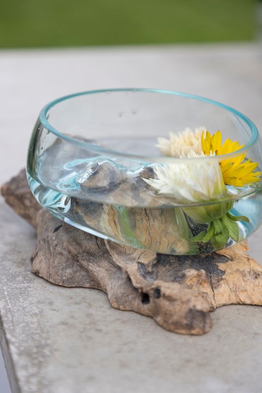 Glasskål Ø:15 cm på trerot
