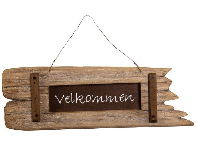 Dørskilt Velkommen tre i natur 54x18,5cm