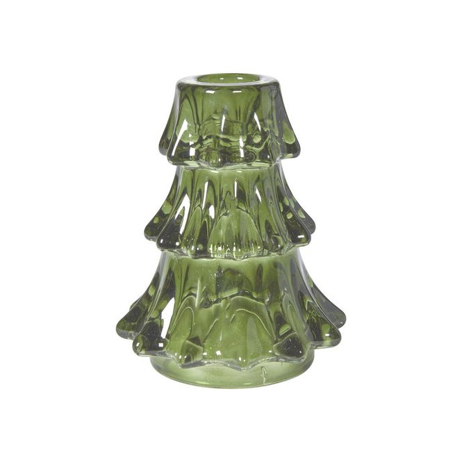 Hovedbilde Lysestake 9x11 cm, grønn glass