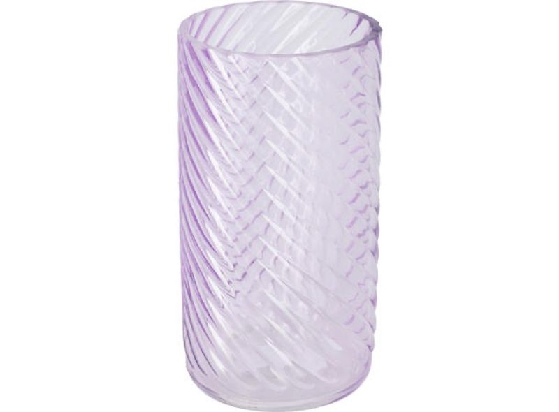 Vase glass stripet 19x10cm 4ass