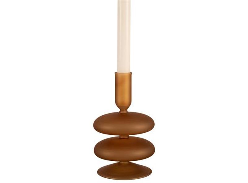 Lysestake glass kronelys matt cognac, Ø:10 H:16 cm
