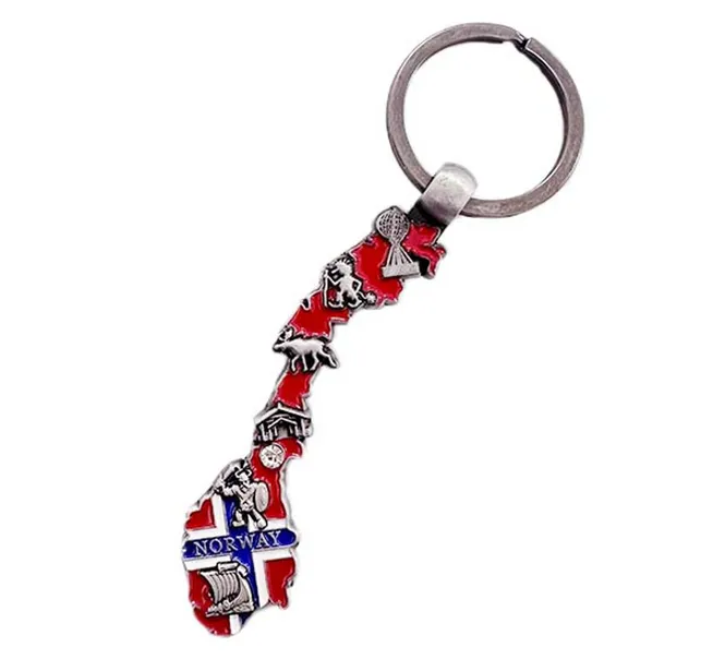 Hovedbilde Nøkkelring, norgeskart med Norway