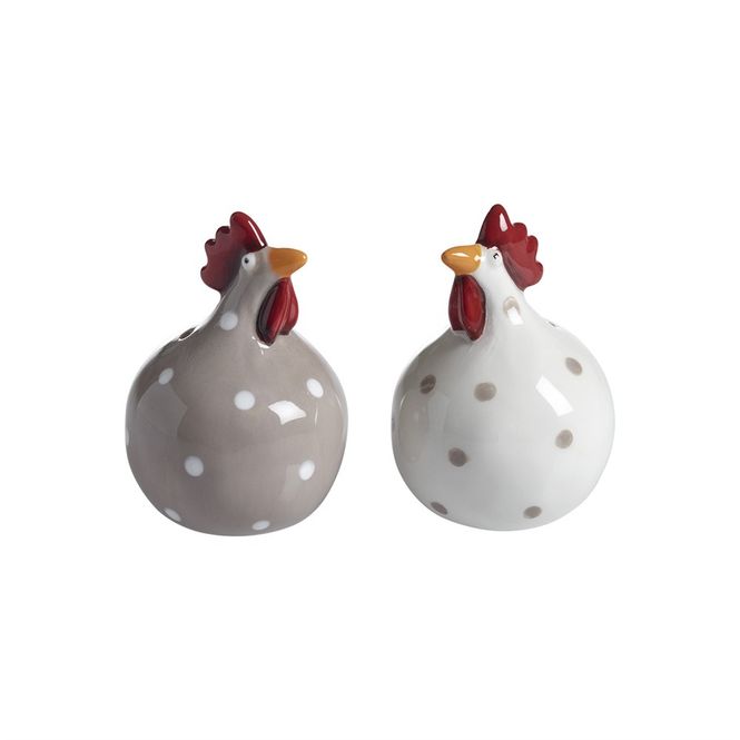Hovedbilde Salt og Pepper sett (2 stk), Høne beige/hvit, H:8 ...