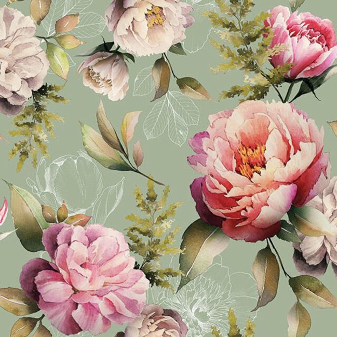 Hovedbilde Servietter Lunsj Peonies Composition Green