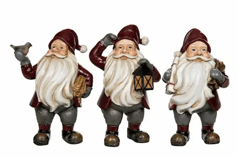 Nisse med Fugl el. Lykt el. Sekk, H:15 cm, 3 ass