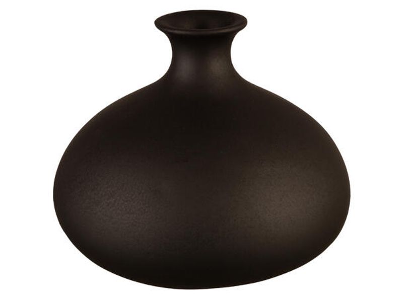 Vase rund polyresin sort, 18,5x14,7cm