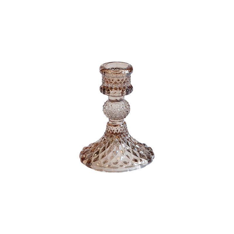 Lysestake, D:8 H:11 cm, glass brun