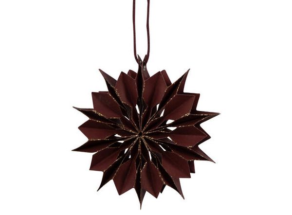 Hovedbilde Blomst papir henge burgunder m/gull 10cm ...