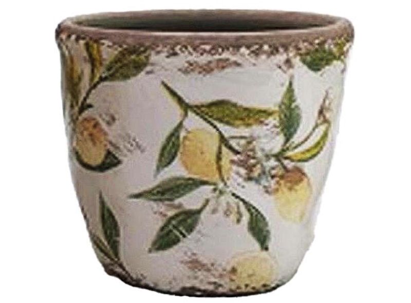 Blomsterpotte m/sitron keramikk 11x10cm