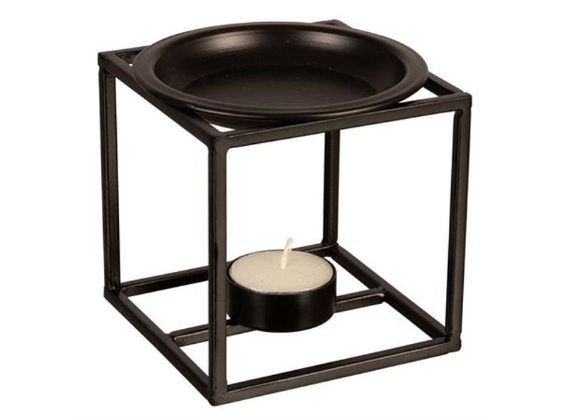 Røkelsesholder sort metall 10x10x10cm