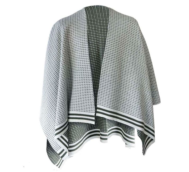 Ullponcho, Islender, grønn/hvit