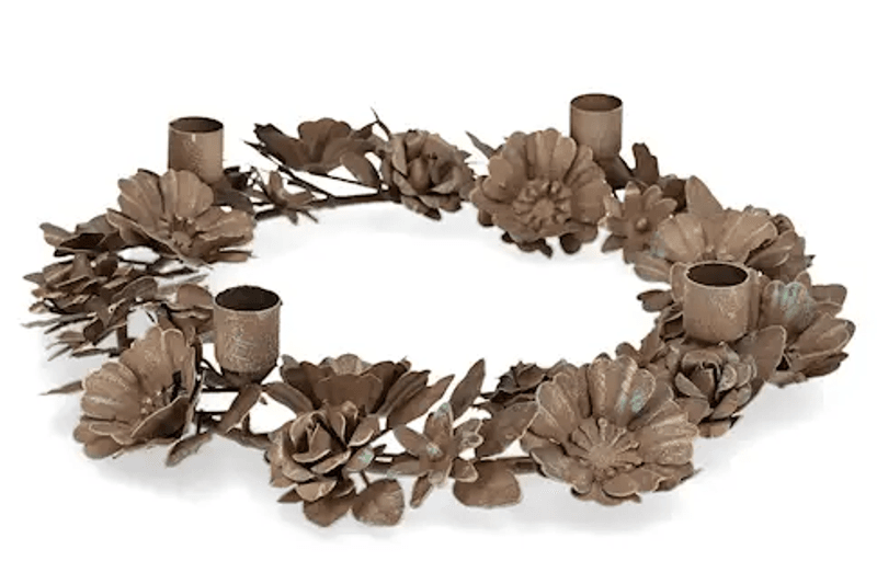 Lysestake Nanna Floral Brown, Ø:34 cm
